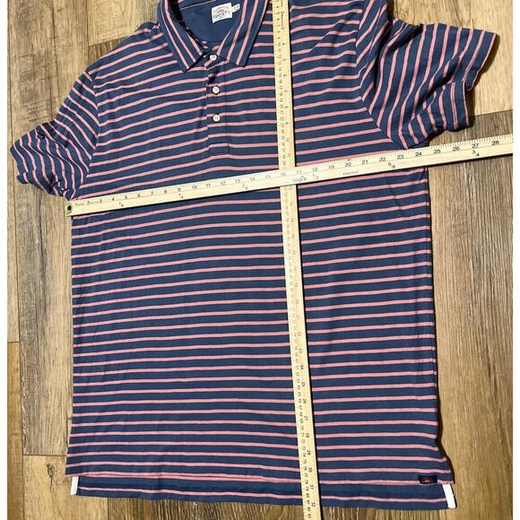 Faherty Retreat Polo Shirt Mens XXL Short Sleeve Navy Rose Stripe Golf Preppy - Picture 9 of 9